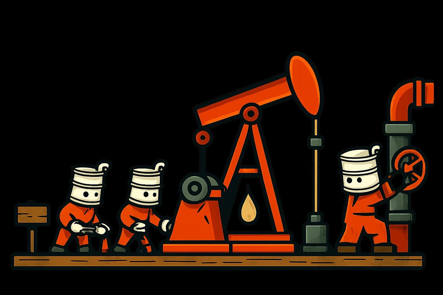 Barrels working the pumpjack